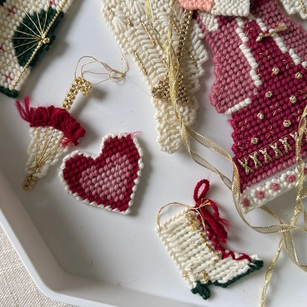 Vintage Victorian Needlepoint Angel and Ornament Set 11 - Bucilla